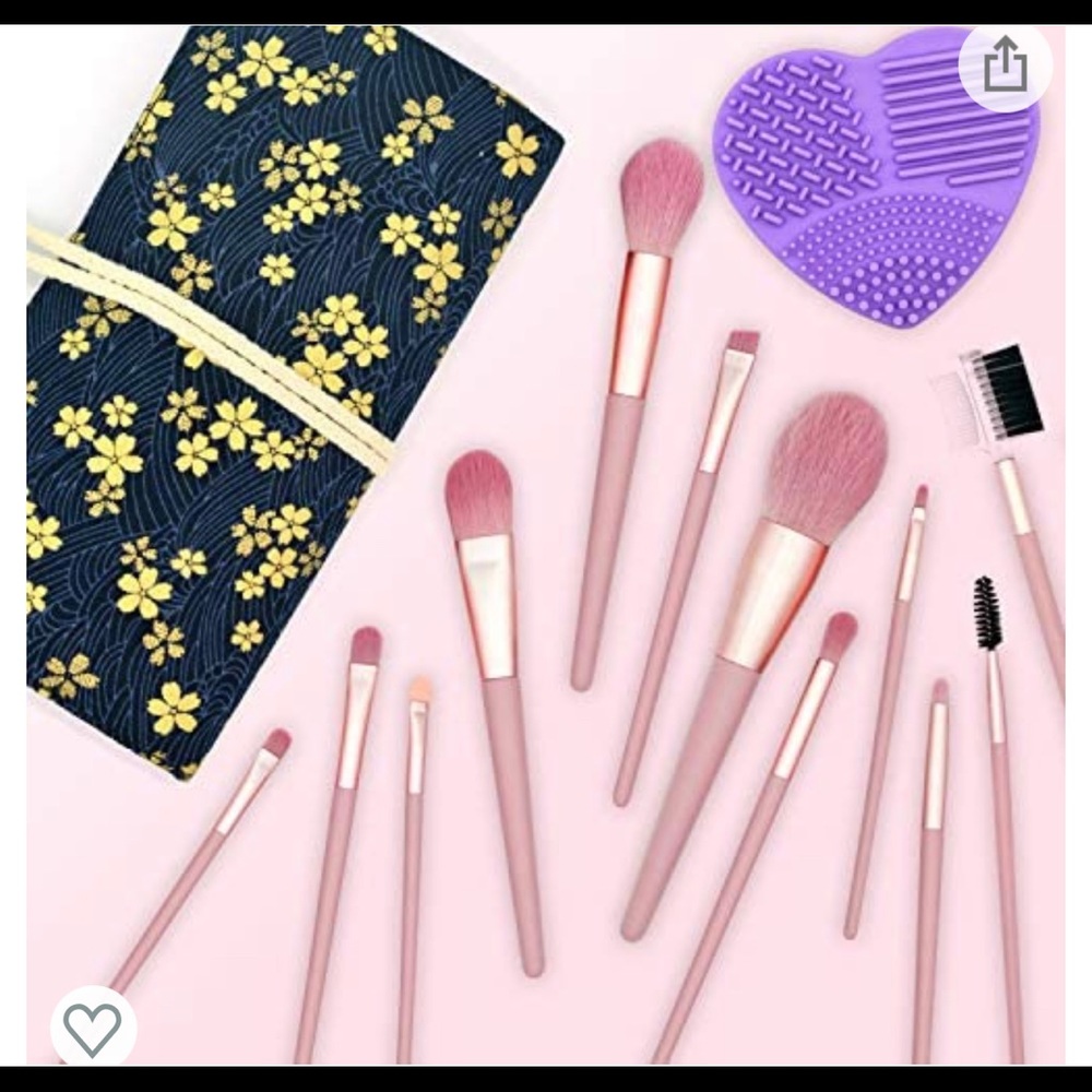 12 Pcs Makeup Brush Set With Storage Bag and Brush Cleaner NEW